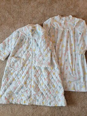 Vintage Bunny Rabbit Child's Nightgown and Night Coat